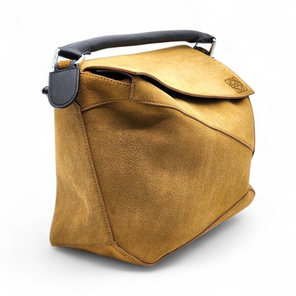 Loewe Men's Puzzle Suede Leather Shoulder Crossbody Bag in Tan - NEW - Picture 4 of 10